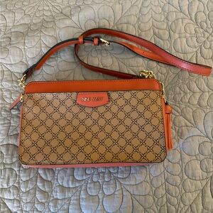 Nine West Tan and Red Crossbody Bag